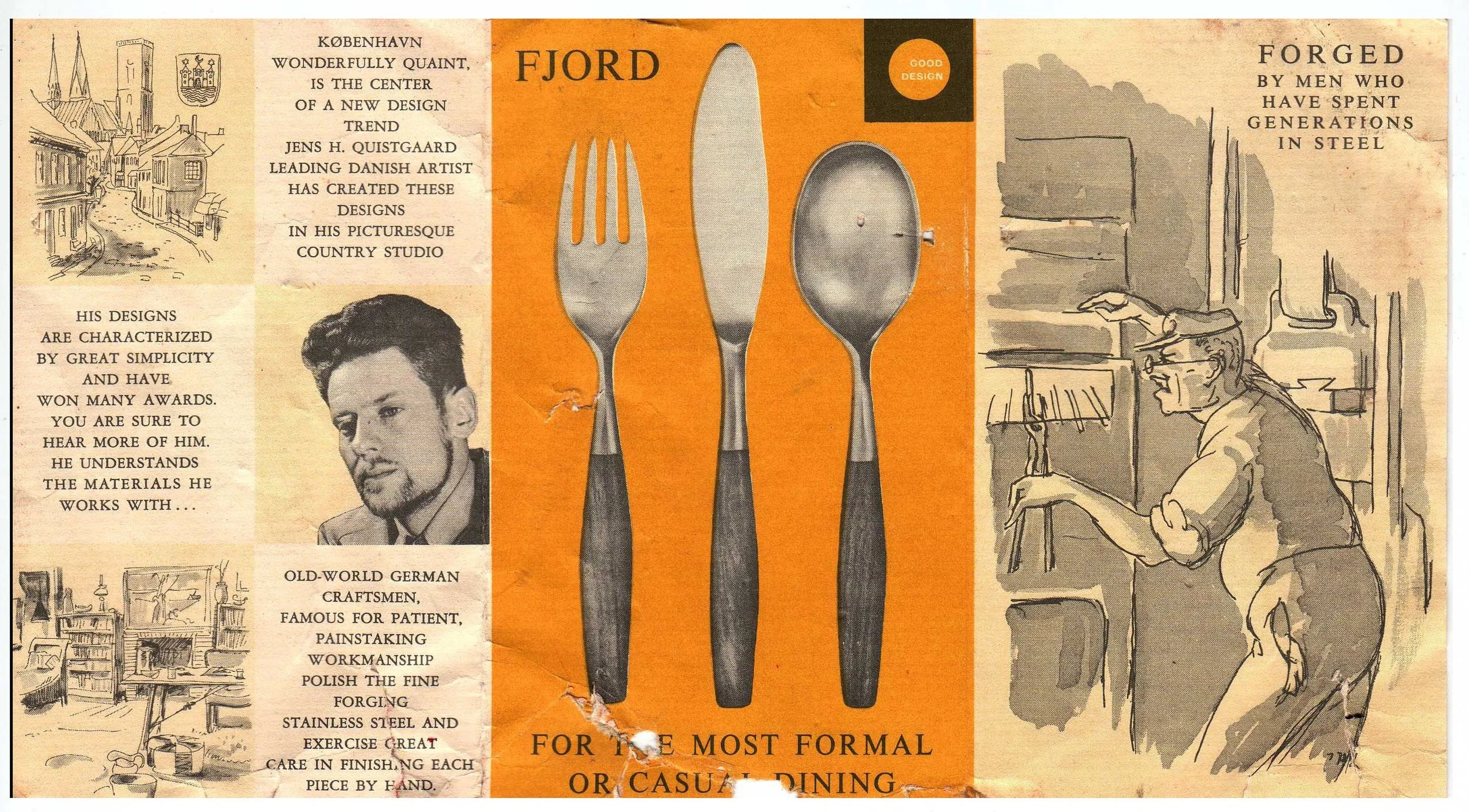 Dansk Fjord and Kongo Flatware Price Lists and Care Card, circa